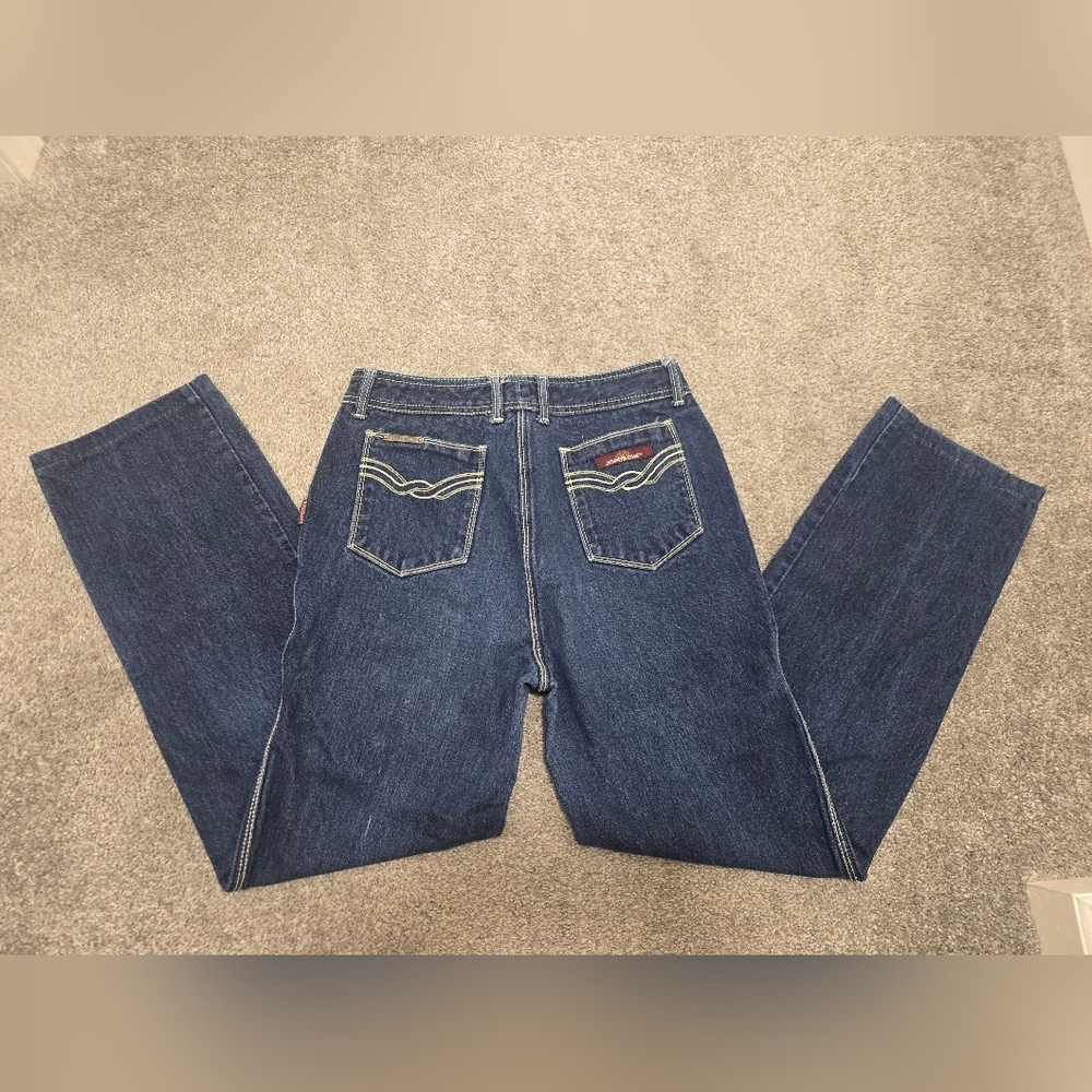 1980's Vintage Jordache Jeans Dark Wash Embroidered Back Pockets Retro